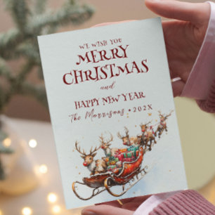 Classic Santa Sleigh Frohe Weihnachten ich glückli
