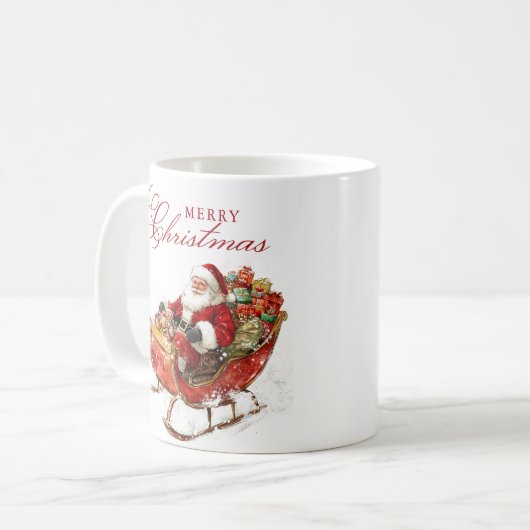 Classic Santa Sleigh Frohe Weihnachten Kaffeetasse (Vorderseite Links)