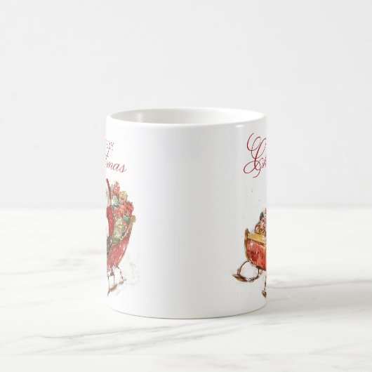 Classic Santa Sleigh Frohe Weihnachten Kaffeetasse (Mittel)
