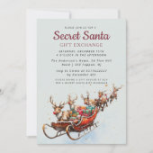 Classic Santa Sleigh Secret Weihnachten Party Einladung (Vorderseite)