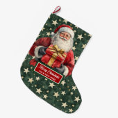 Classic Santa Strumpf mit Individuelle Name Red Gr Großer Weihnachtsstrumpf (Vorderansicht (hängend))