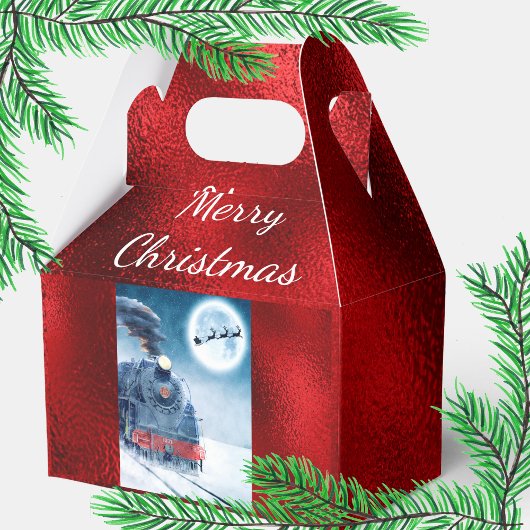 Classic Santa Train Red Foil Favor Box Geschenkschachtel