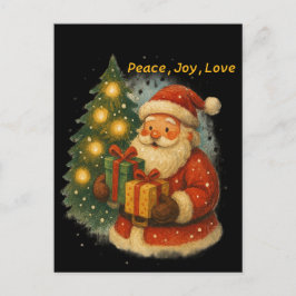 Classic Santa Under the Tree Christmas Post Card Postkarte