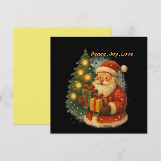 Classic Santa Under the Tree  Flat Christmas Card (Vorne/Hinten)