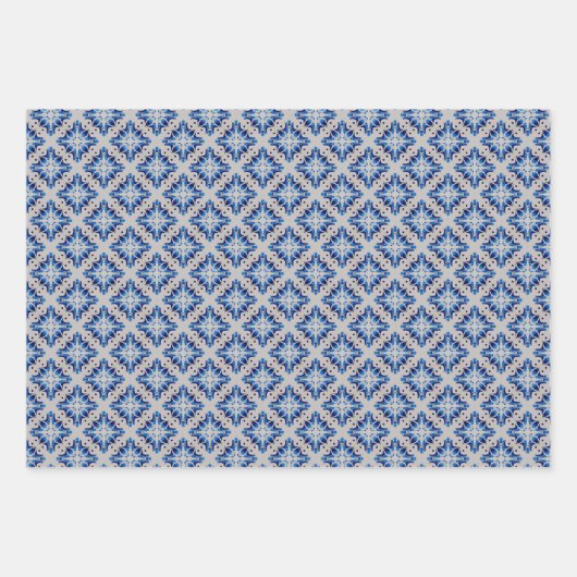 Classic Sapphire Blue Christmas Collection Geschenkpapier Set (Vorderseite 2)