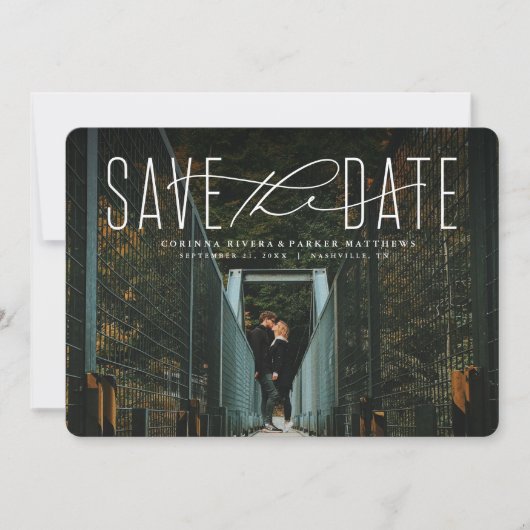 Classic Save the Date weiße Fotokarte (Vorderseite)