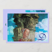 CLASSIC SCHAUTY MONOGRAM hell antikblau Einladung (Vorne/Hinten)