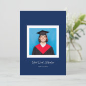 Classic Scholar Blue High School Photo Grad Ankündigung (Stehend Vorderseite)