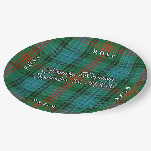 Classic Schotten Clan Ross Tartan Event Pappteller (Schrägansicht)