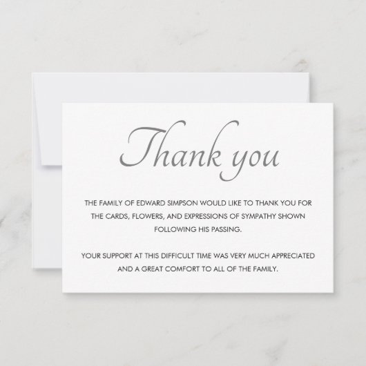 Classic Schwarz-weiß Danke für Ihre Beerdigung (Vorderseite)