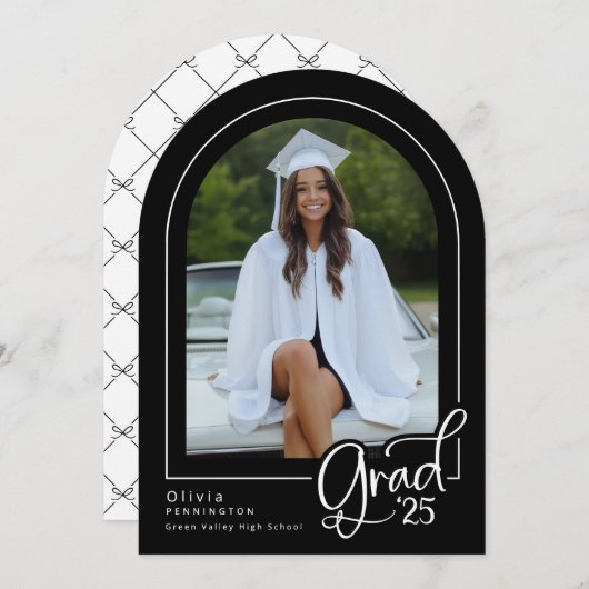 Classic Schwarz-weiß Foto 2025 Grad Ankündigung (Vorne/Hinten)