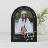 Classic Schwarz-weiß Foto 2025 Grad Ankündigung (Stehend Vorderseite)