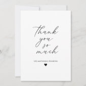 Classic Schwarz-weiß Heart Wedding Dankeschön Card Dankeskarte (Vorderseite)
