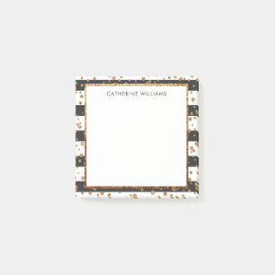 Classic Schwarz-weiß Stripe Gold Glitzer Confetti Post-it Klebezettel
