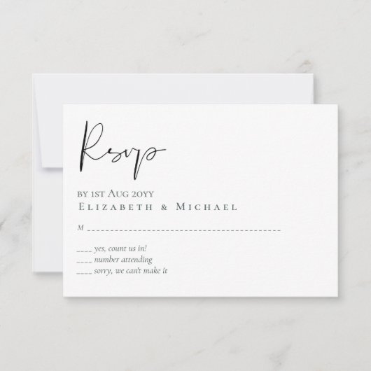 Classic Scipt Buddget Wedding RSVP Karte (Vorderseite)