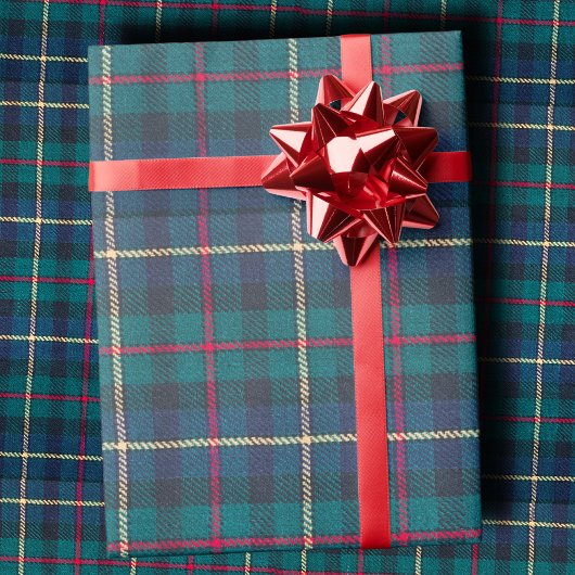 Classic Scottish Hunter Green & Navy Clan Tartan Geschenkpapier