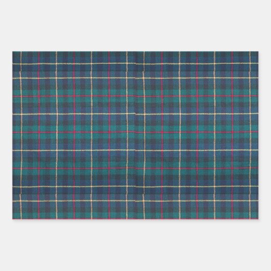 Classic Scottish Hunter Green & Navy Clan Tartan Geschenkpapier Set (Vorderseite 3)