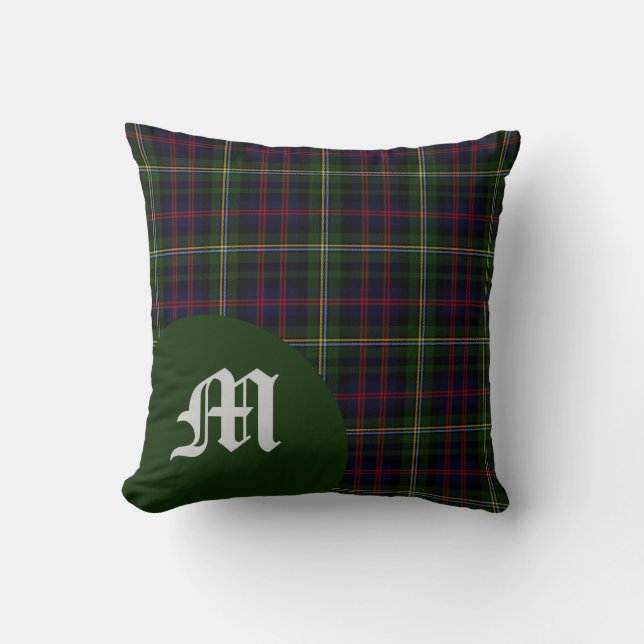 Classic Scottish Malcolm Clan Tartan Monogram Kissen (Vorderseite)
