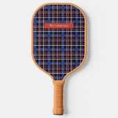 Classic Scottish Tartan Kariert Individuelle Name Pickleball Schläger (Rückseite)