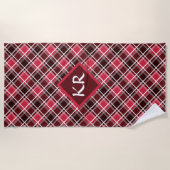Classic Scottish Tartan Red Black Diamond Pattern Strandtuch (Vorderseite)