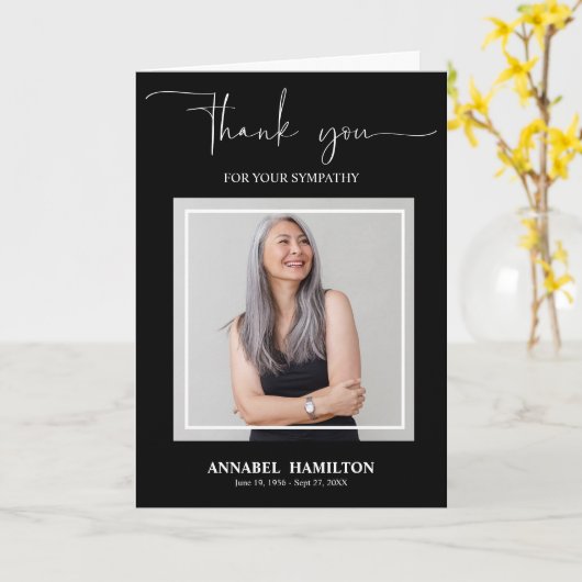 Classic Script Beileid Vielen Dank Foto Card Karte (Gelbe Blume)