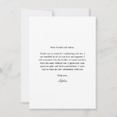 Classic Script Black and White Graduation Photo Dankeskarte (Rückseite)