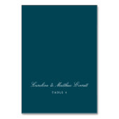 Classic Script Elegant Custom Name Teal Place Card Tischnummer (Vorderseite)