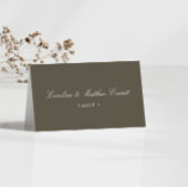 Classic Script Elegant Custom Olive Place Card Tischnummer