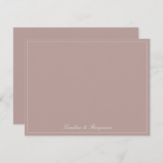 Classic Script Elegant Wedding Custom Name Mauve Dankeskarte (Vorne/Hinten)