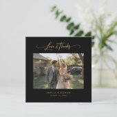 Classic Script Formal Wedding Photo Square Dankeskarte (Stehend Vorderseite)