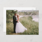 Classic Script Foto Wedding Vielen Dank Postcard Postkarte (Vorne/Hinten)