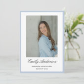 Classic Script Graduation Photo Announcement Ankündigung (Stehend Vorderseite)