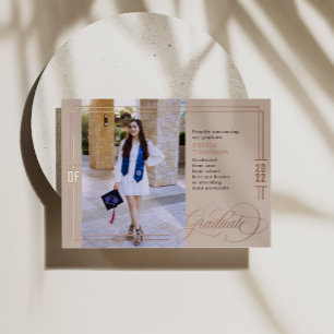 Classic Script Graduation Taupe & Rose Gold Folieneinladung