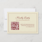 Classic Script Ivory Monogram Wedding QR Code RSVP Karte (Vorderseite)