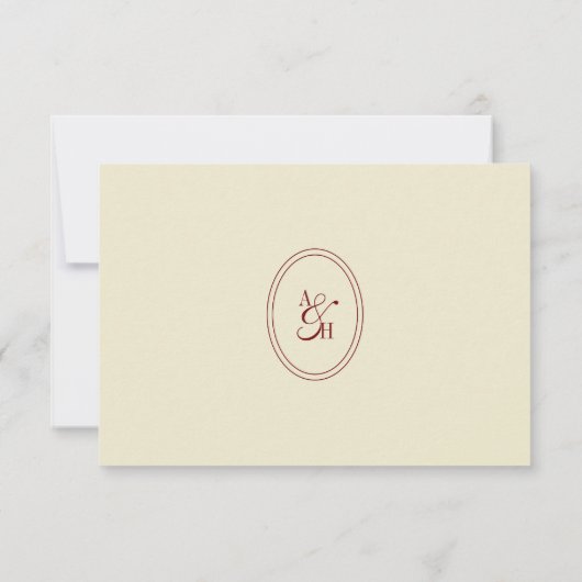 Classic Script Ivory Monogram Wedding QR Code RSVP Karte (Rückseite)