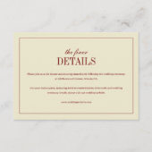 Classic Script Ivory & Wine Red Wedding Details Begleitkarte (Vorderseite)