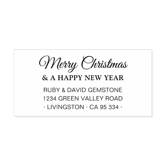 Classic Script Merry Christmas Happy New Year  Permastempel (Design)