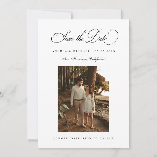 Classic Script Minimal Photo 2026 Wedding Save The Date (Vorderseite)