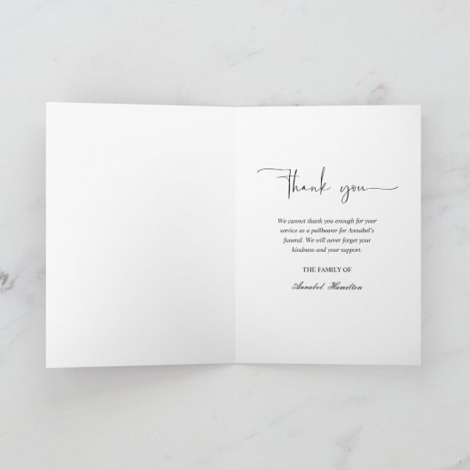 Classic Script Pallbester Vielen Dank Foto Card Karte (Innenseite)