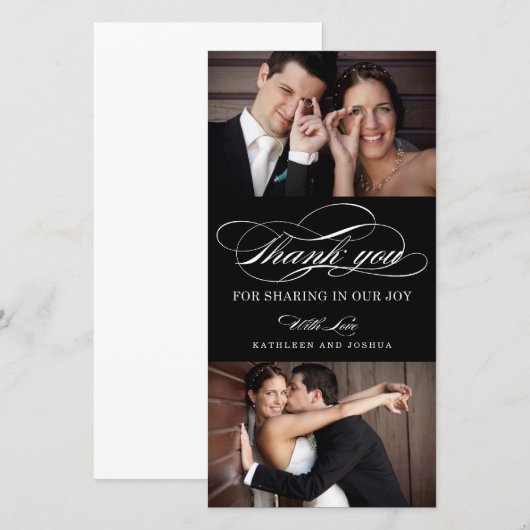 Classic Script Wedding danke Ihnen Foto Cards (Vorne/Hinten)