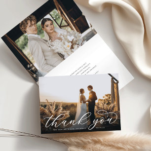 Classic Script Wedding Foto Danke Karte