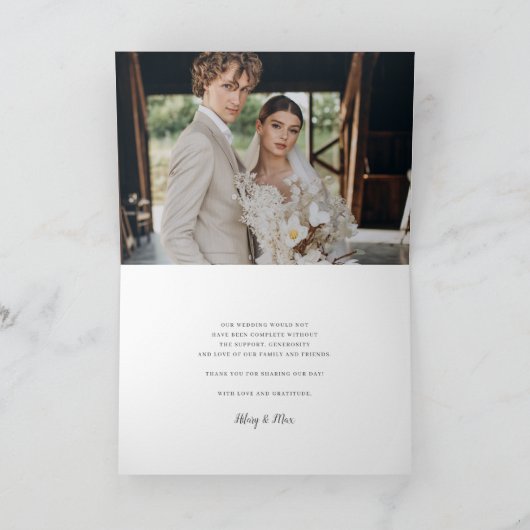 Classic Script Wedding Foto Danke Karte (Innenseite)