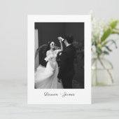 Classic Script Wedding Photo Thank You Card Dankeskarte (Stehend Vorderseite)