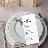 Classic Script Wedding Reception Menu Menükarte