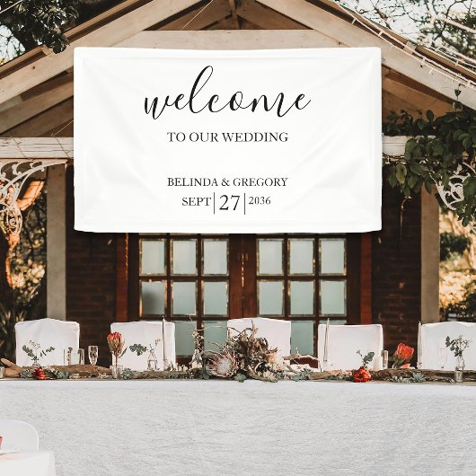 Classic Script Welcome Wedding Hanging Sign  Banner