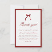 Classic Script Wine Red Coquette Graduation Photo Dankeskarte (Vorderseite)