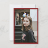 Classic Script Wine Red Coquette Graduation Photo Dankeskarte (Rückseite)