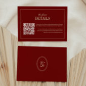 Classic Script Wine Red QR Code Wedding Details Begleitkarte