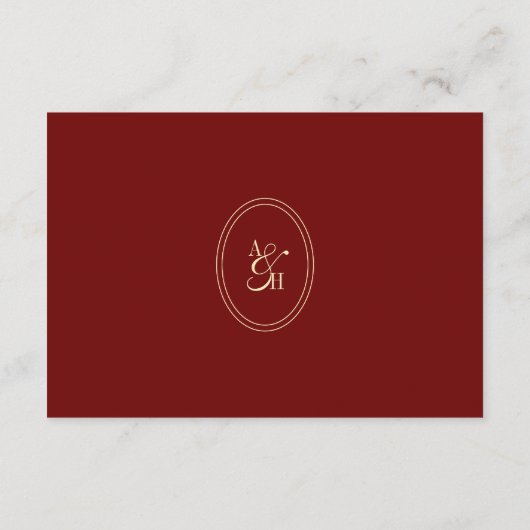 Classic Script Wine Red QR Code Wedding Details Begleitkarte (Rückseite)