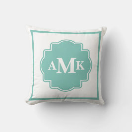 Classic Seafoam Green und White Monogram Pillow Kissen